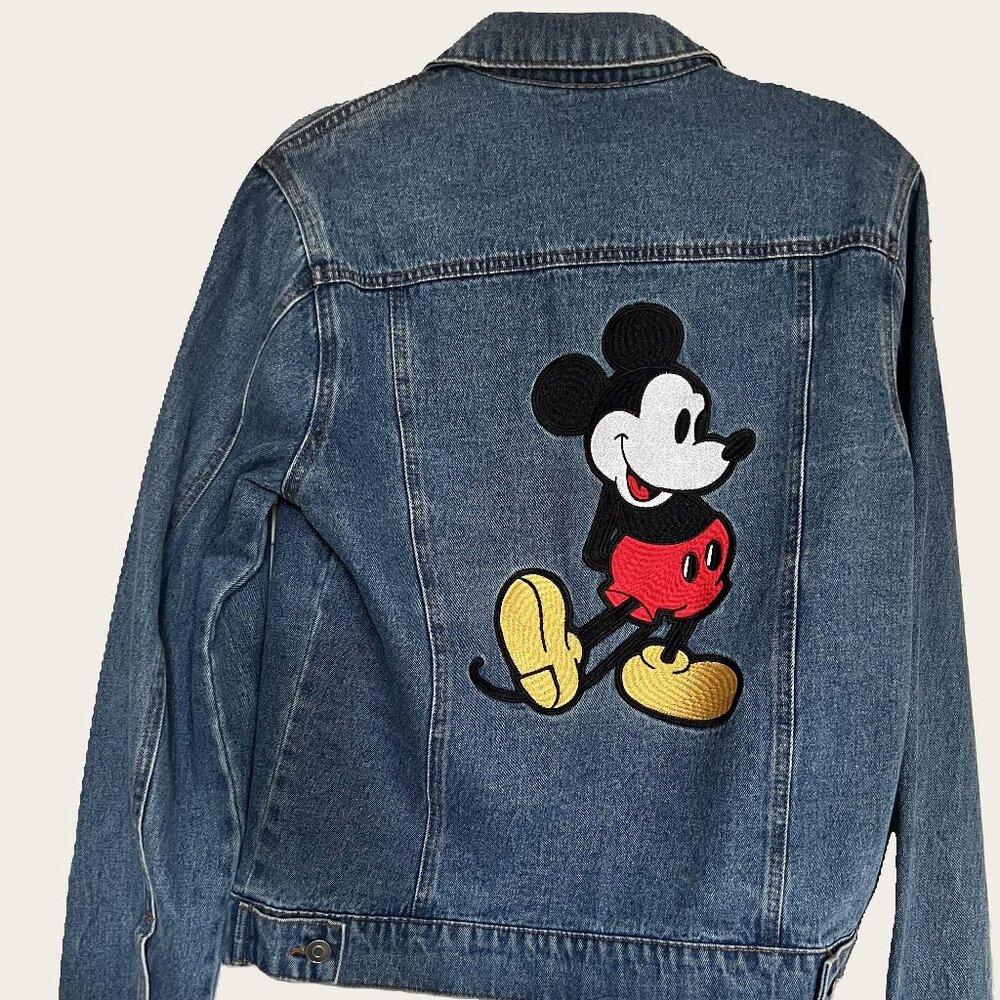 Mickey Mouse Embroidered Adult Denim Jacket Disney Unisex Size Small